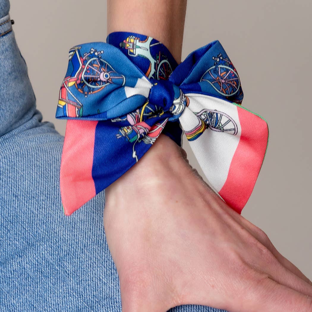 Horse Carriage Print Light Weight Twilly Scarf : YEL / ONE SIZE