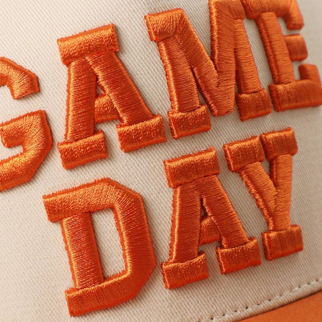 GAME DAY 3D Letter Embroidered Two-Tone Trucker Hat : BGD-WHT / ONE SIZE