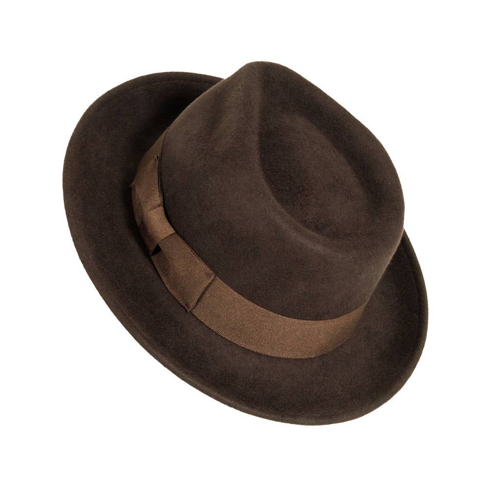 Chocolate Newark Crushable Wool Felt Fedora Hat