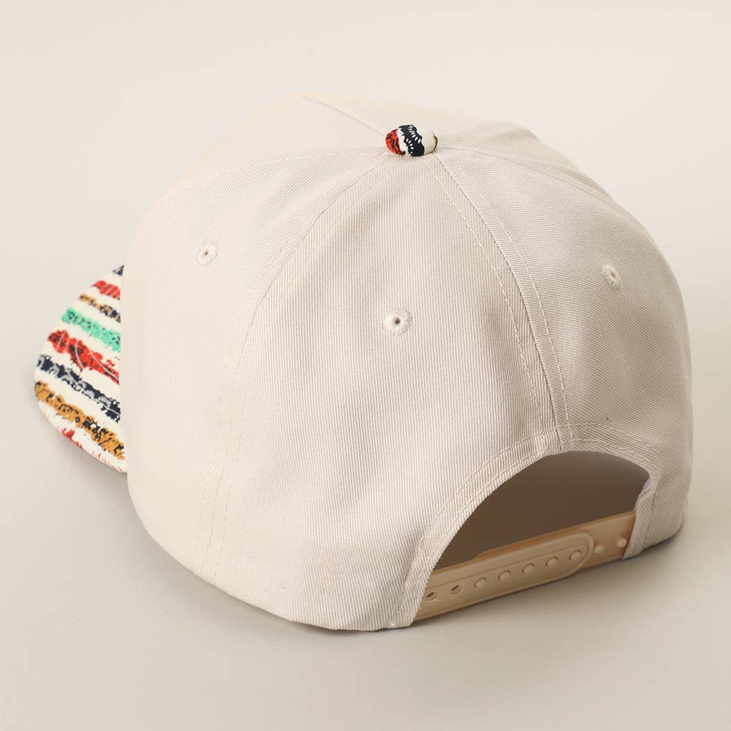 REALLY BUSY DILLY DALLYING Embroidered Stripe Brim Hat: VINTAGE STRIPE-1 / ONE SIZE