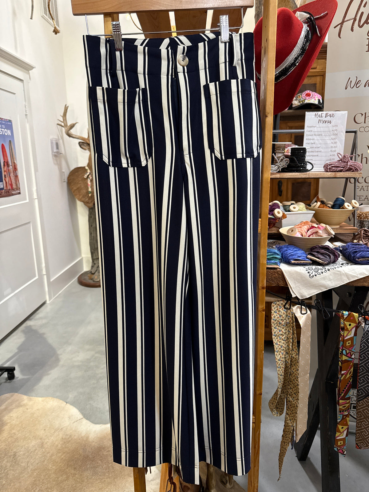 Navy Striped Pants