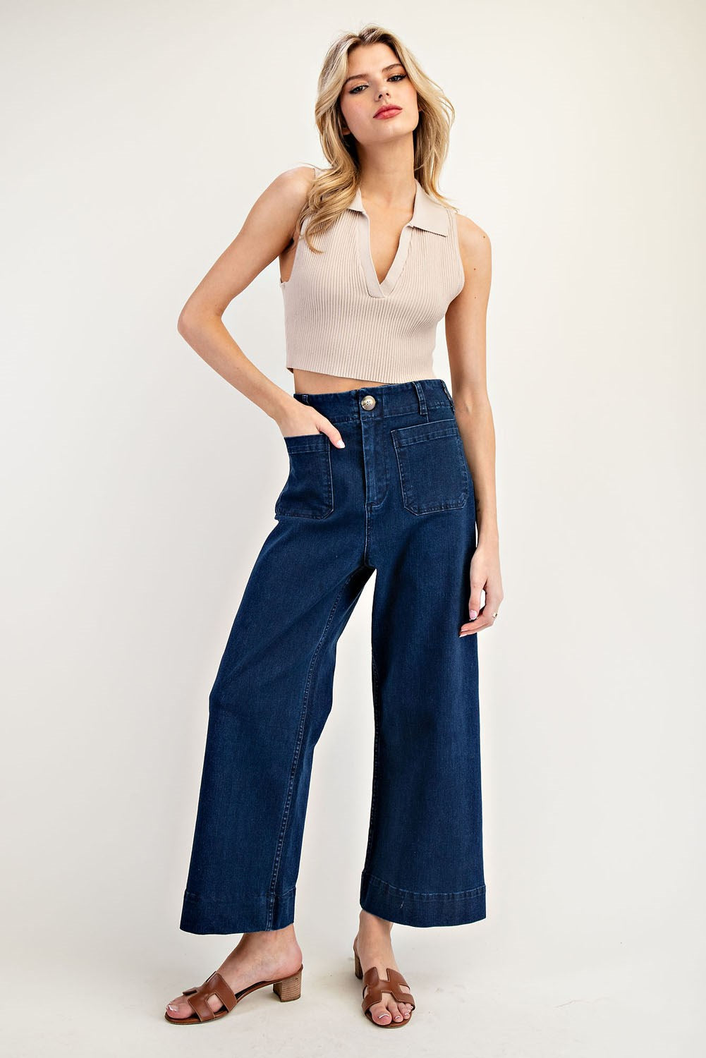 Denim Straight Leg Pants