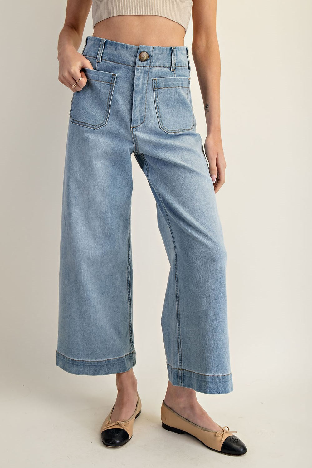 Light Denim Straight Leg Pants