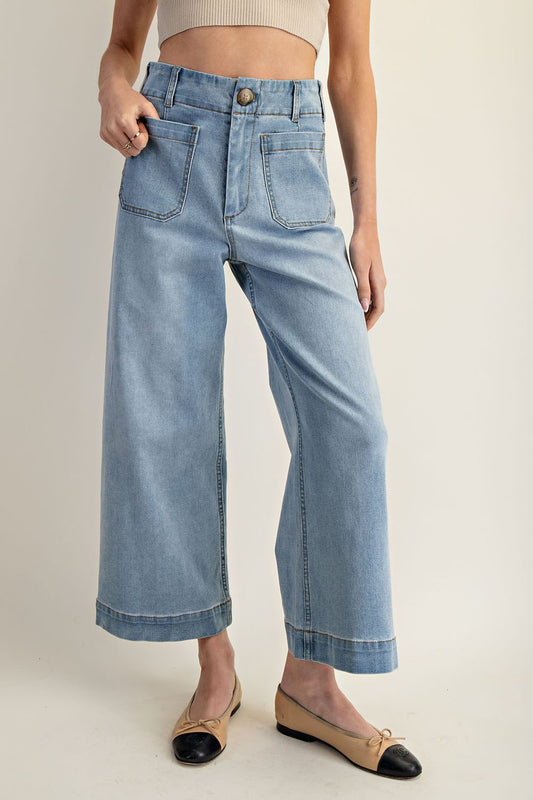 Light Denim Straight Leg Pants