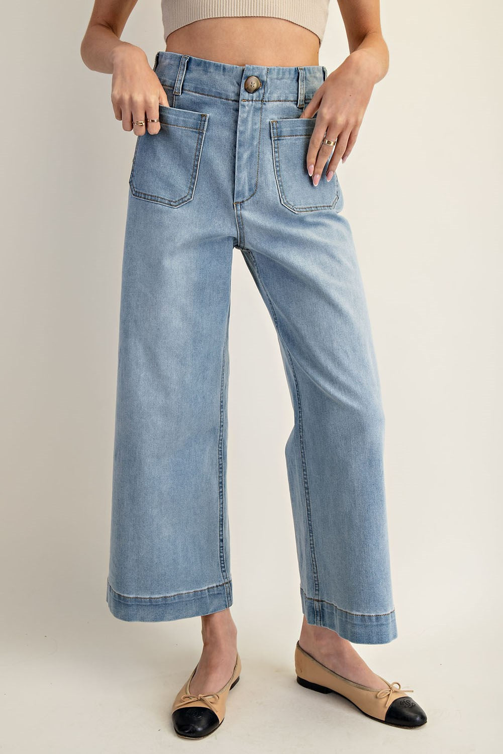 Light Denim Straight Leg Pants