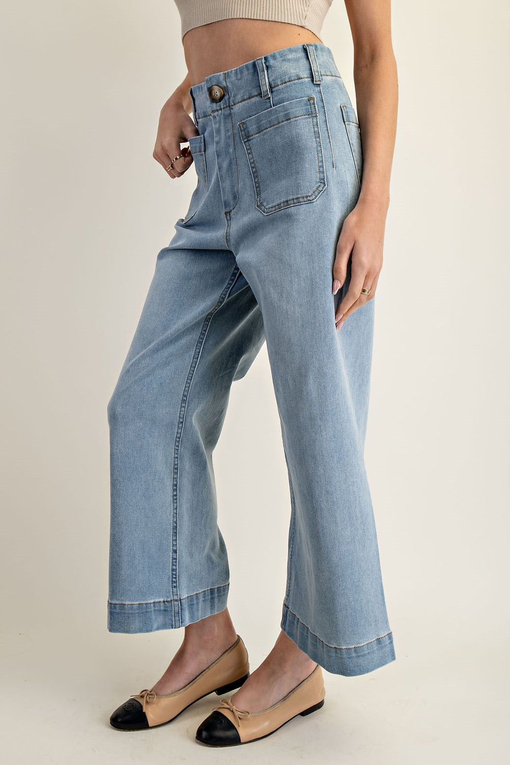 Light Denim Straight Leg Pants