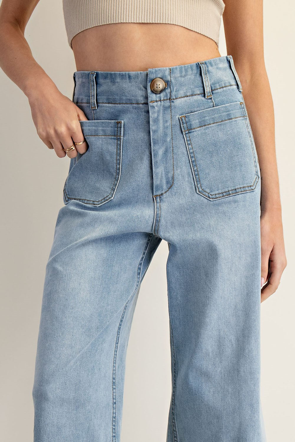 Light Denim Straight Leg Pants