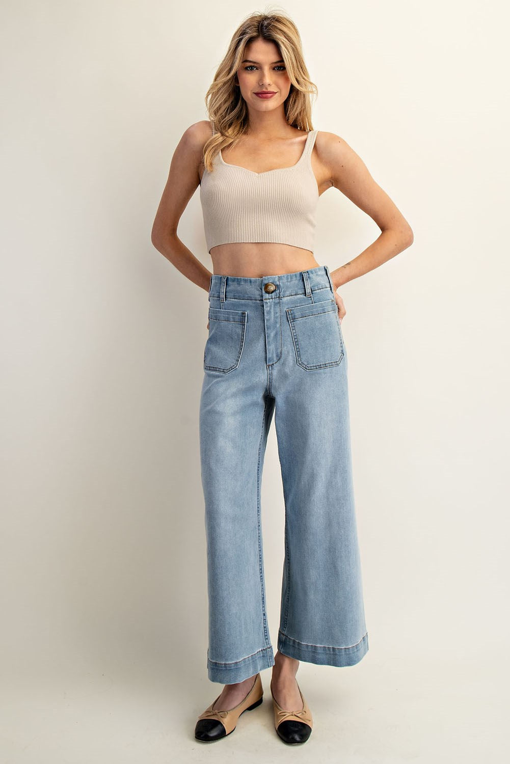 Light Denim Straight Leg Pants