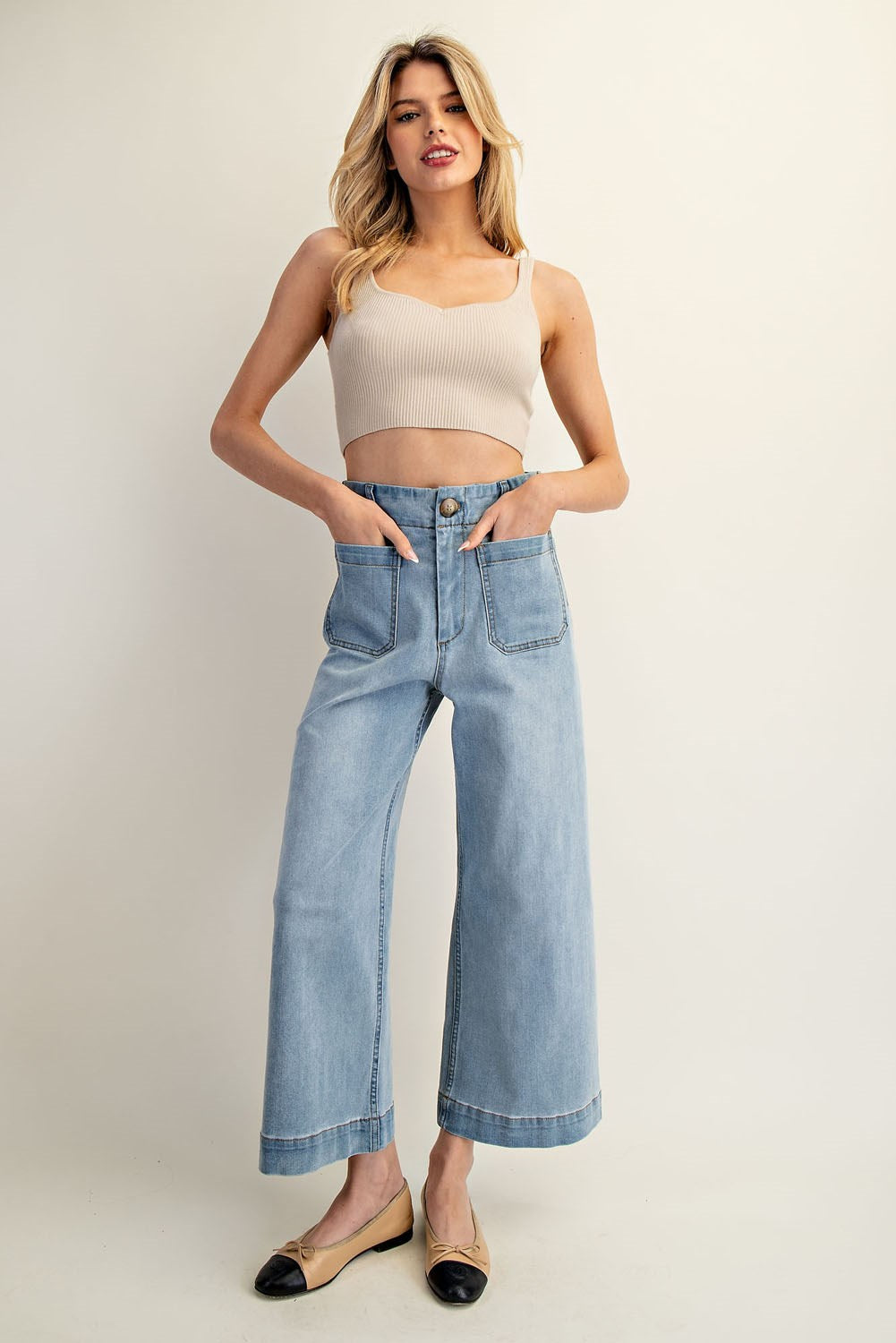 Light Denim Straight Leg Pants