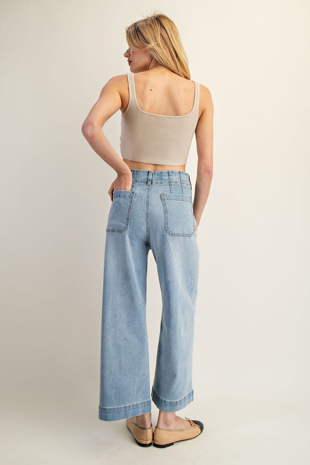 Light Denim Straight Leg Pants