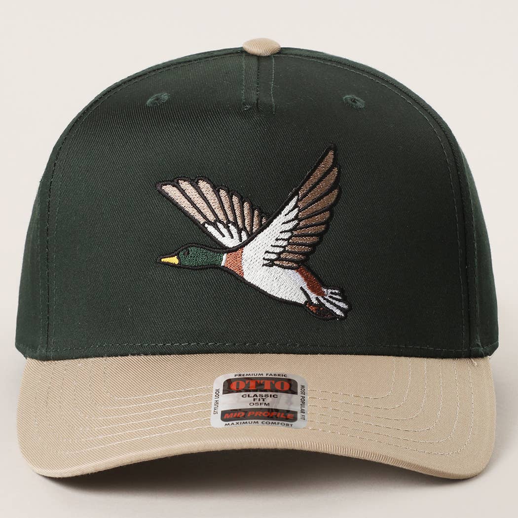 Flying Mallard Graphic Embroidered Trucker Hat : DKGRN/NATL / One Size