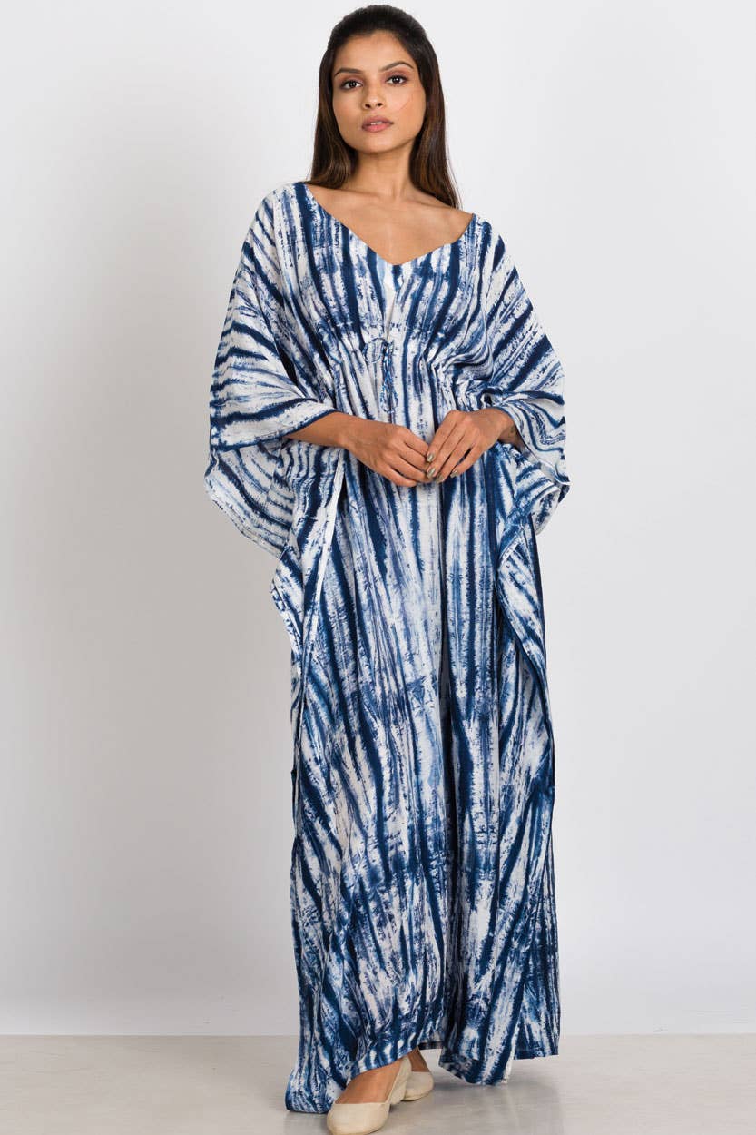 Shibori Caftans: Indigo & White