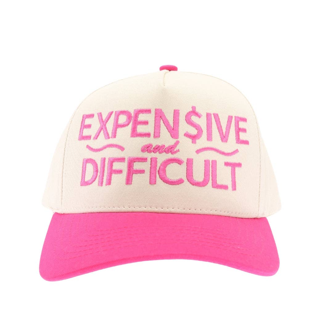 Hot Pink Expensive and Difficult Embroidered Trucker Hat