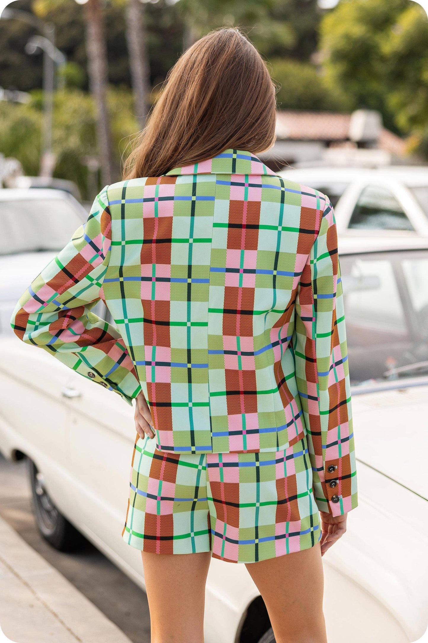 Multi Plaid Blazer Jacket