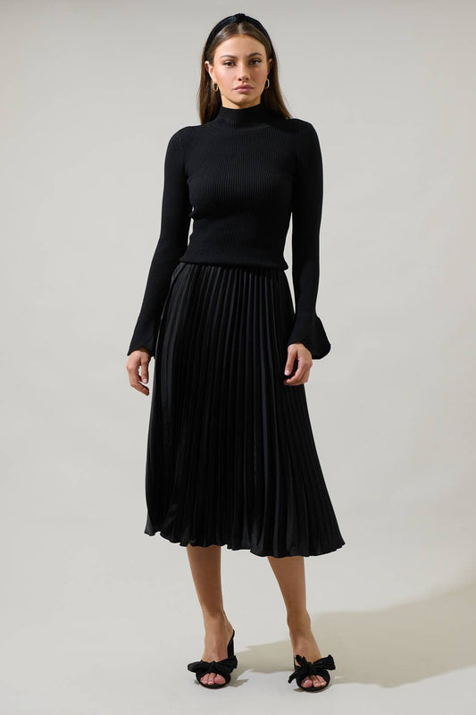 Black Malvern Bay Mock Neck Sweater