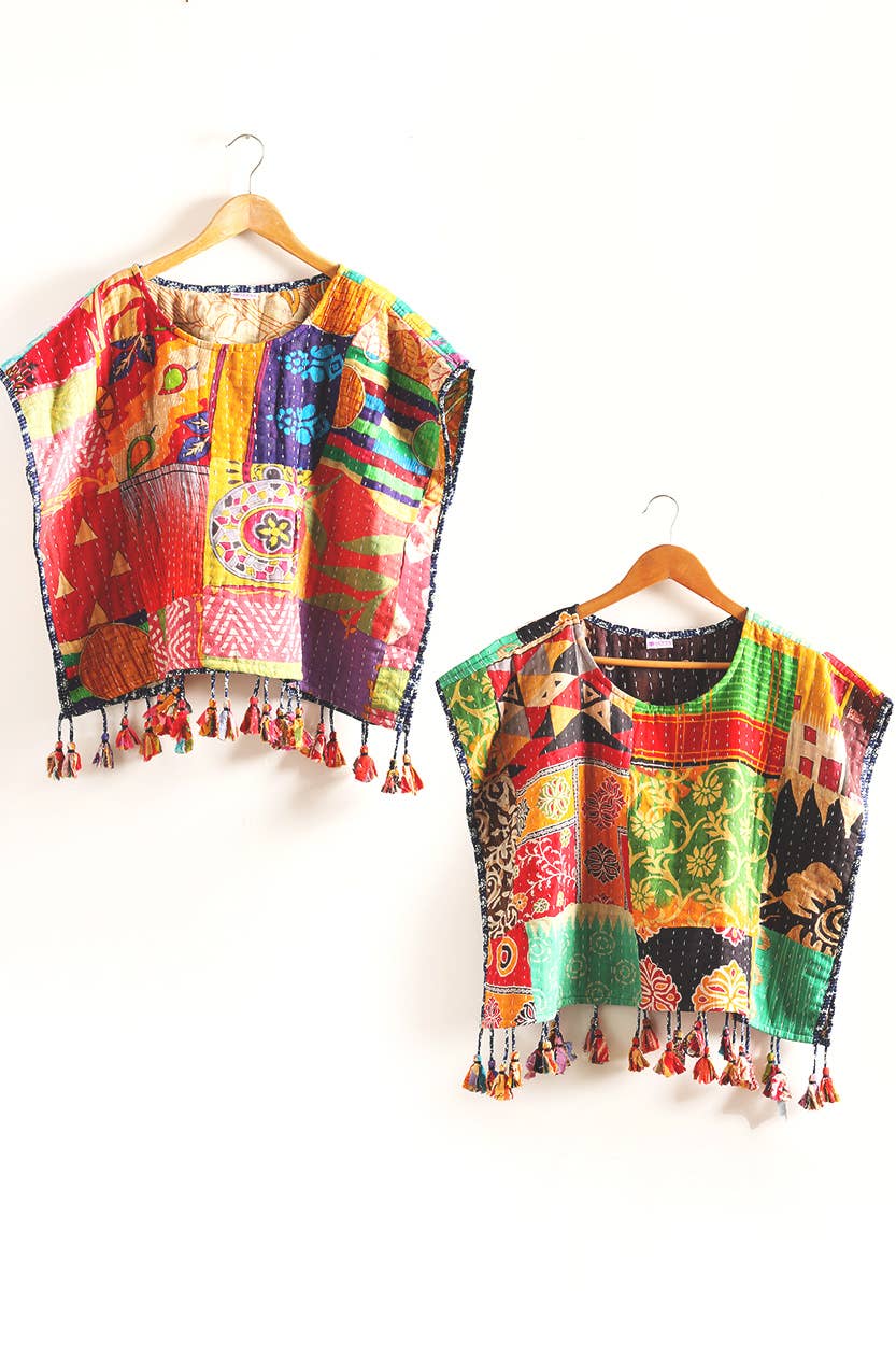 Cotton Kantha Crop Top