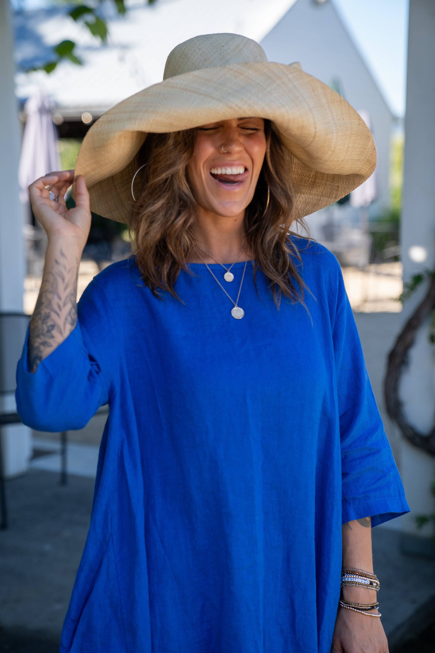 7" Natural  Wide Brim Big Bow Solid Color Straw Sun Hats