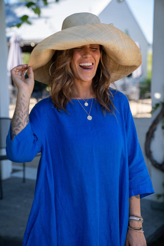 7" Natural  Wide Brim Big Bow Solid Color Straw Sun Hats