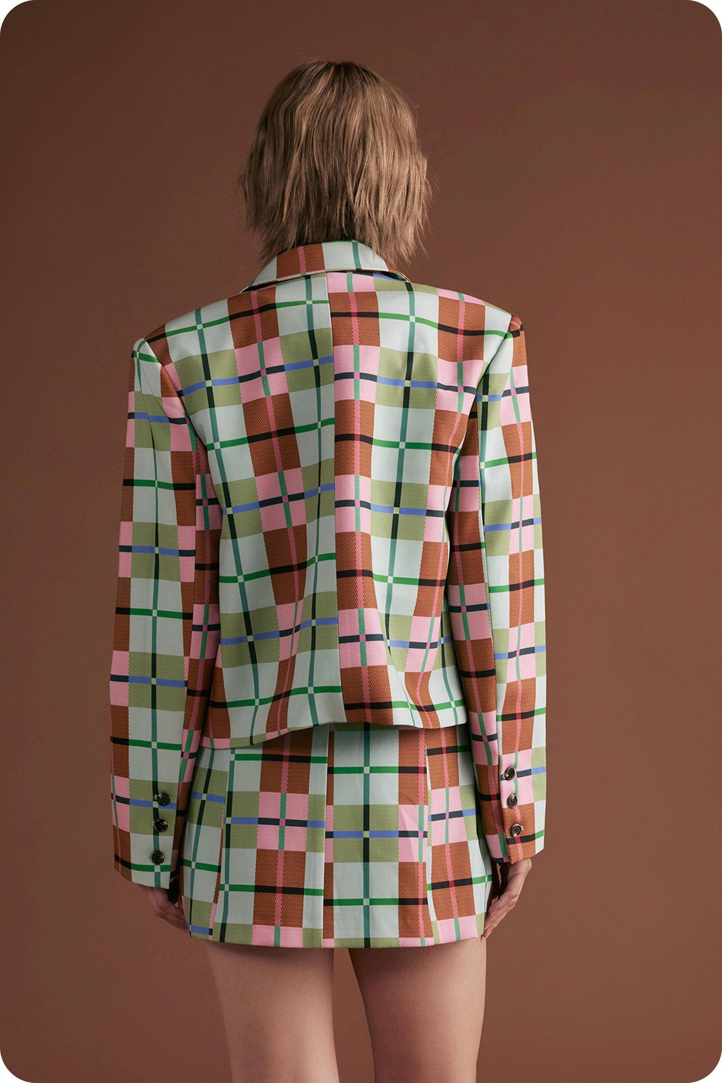 Multi Plaid Blazer Jacket