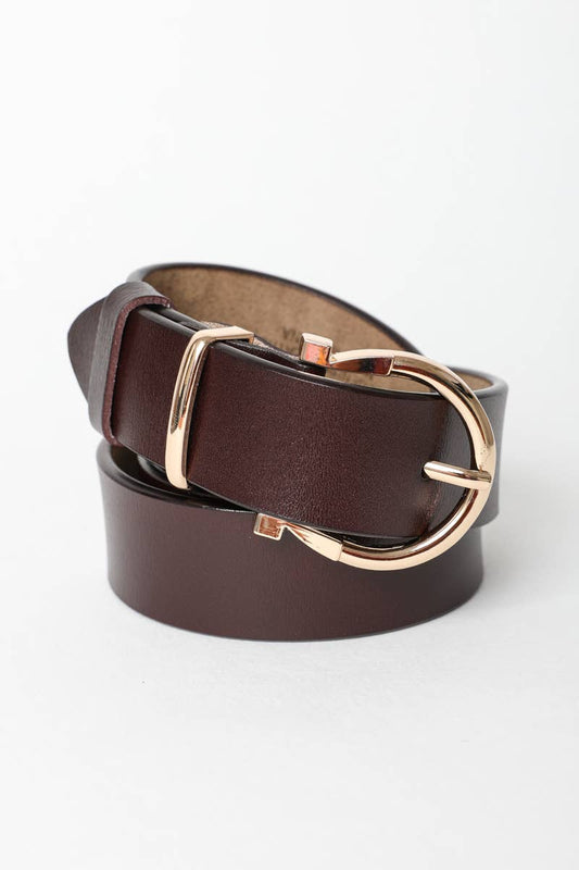 Brown Horseshoe Gold Buckle Belt