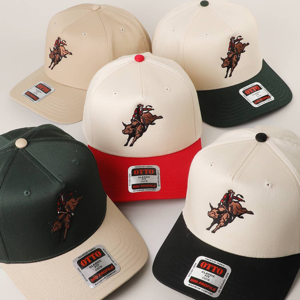 Rodeo Bull Rider Embroidered Trucker Hat : DKGRN/NATL / One Size