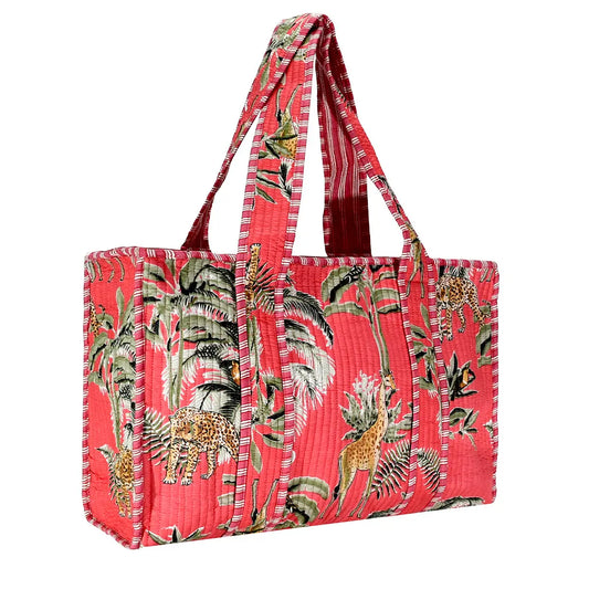 Cotton Fabric Patch Block Print Tote Bag Large