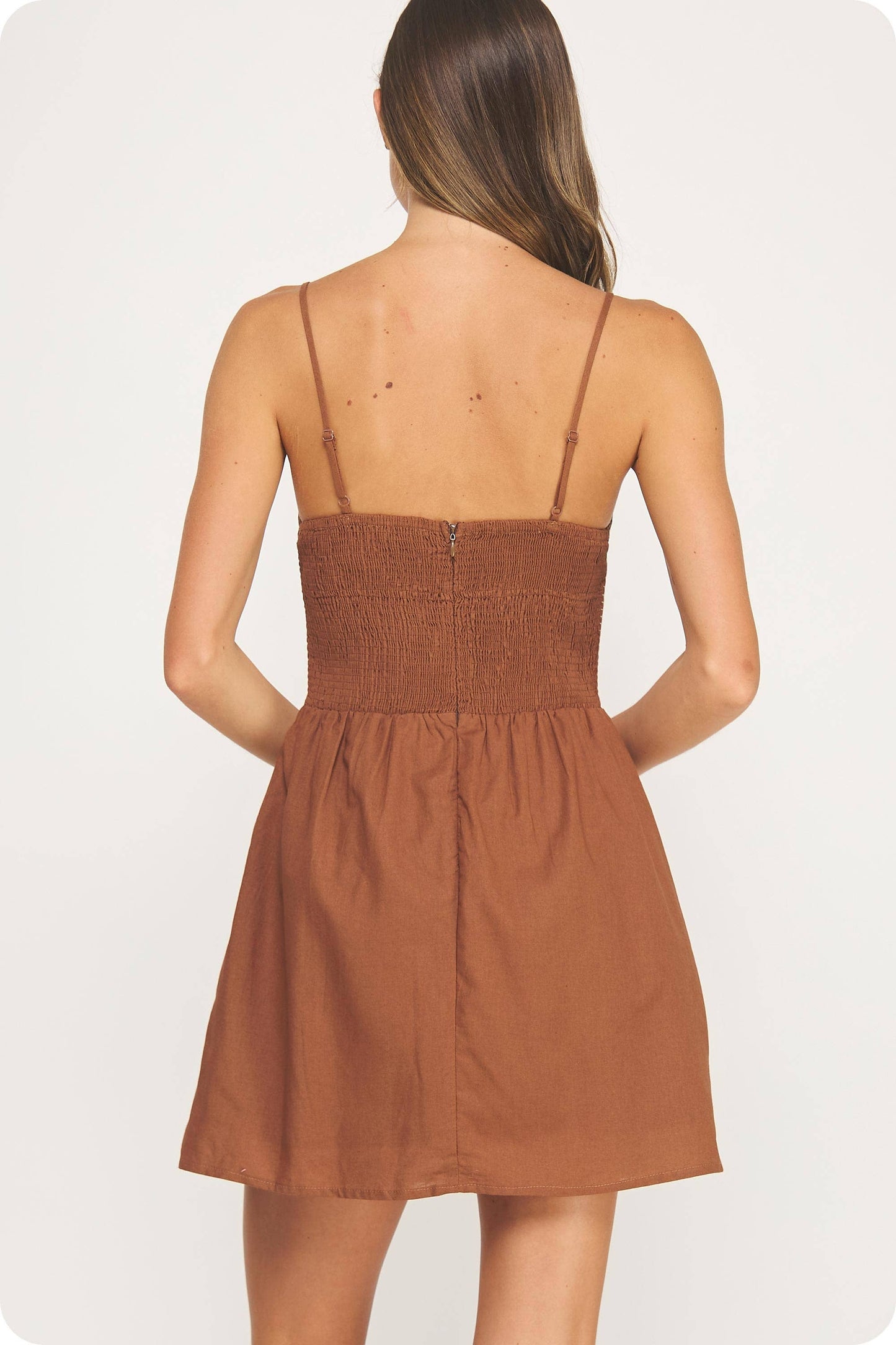Top Stitch Bustier Sleeveless Mini Dress: Off White / M