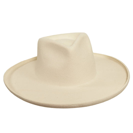 Pencil Rim Wool Felt Fedora Hat - Style Hudson: White / SM