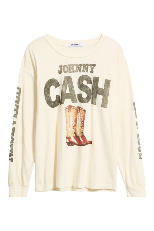 Johnny Cash 1932 Boots Long Sleeve Graphic Tee - Daydreamer