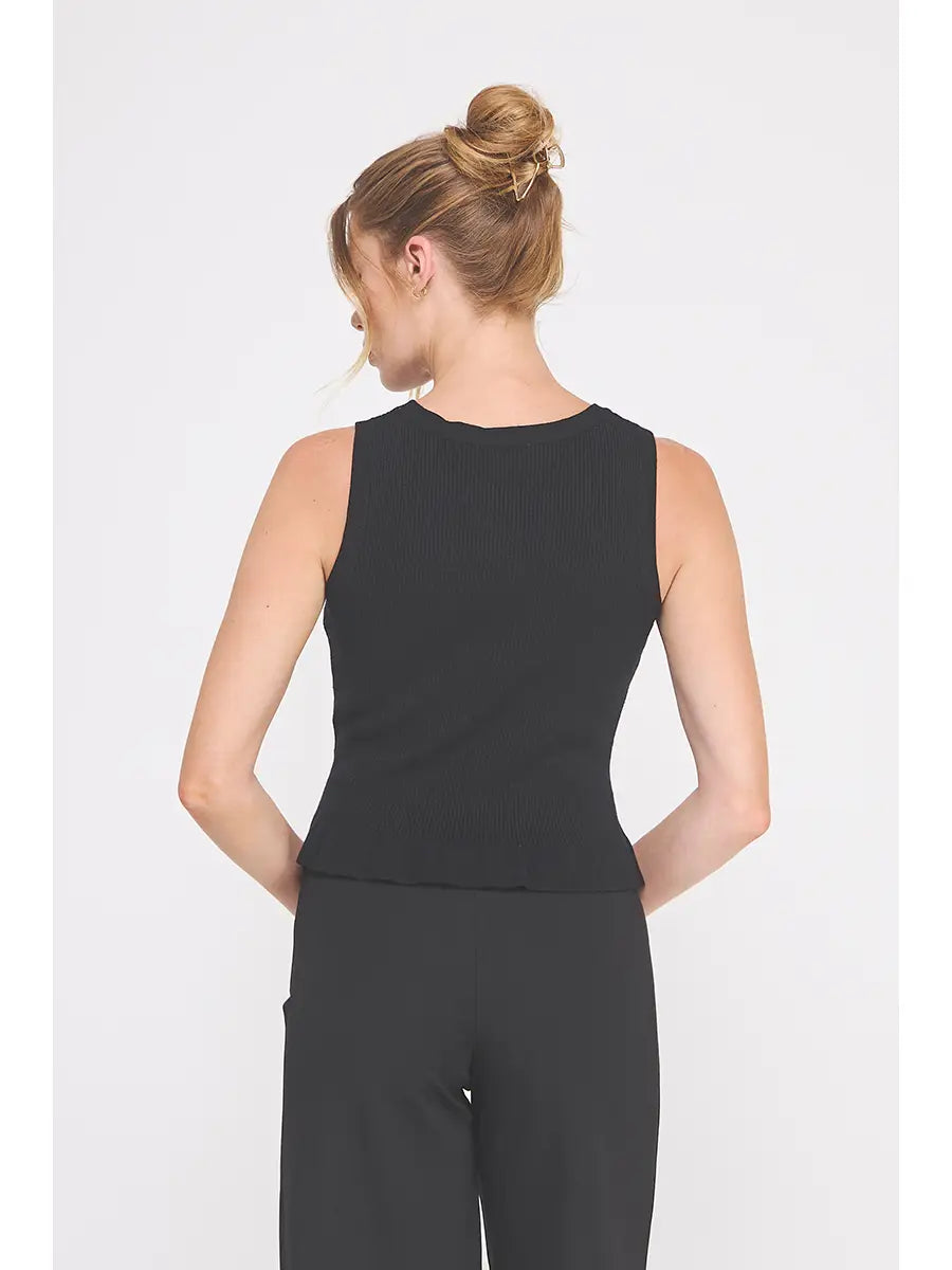 Black Knit Peplum Tank