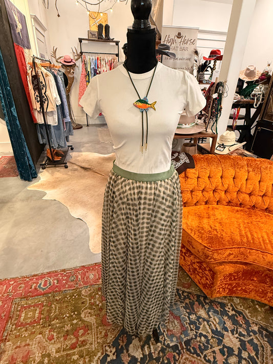 Olive Green/Cream Long Skirt
