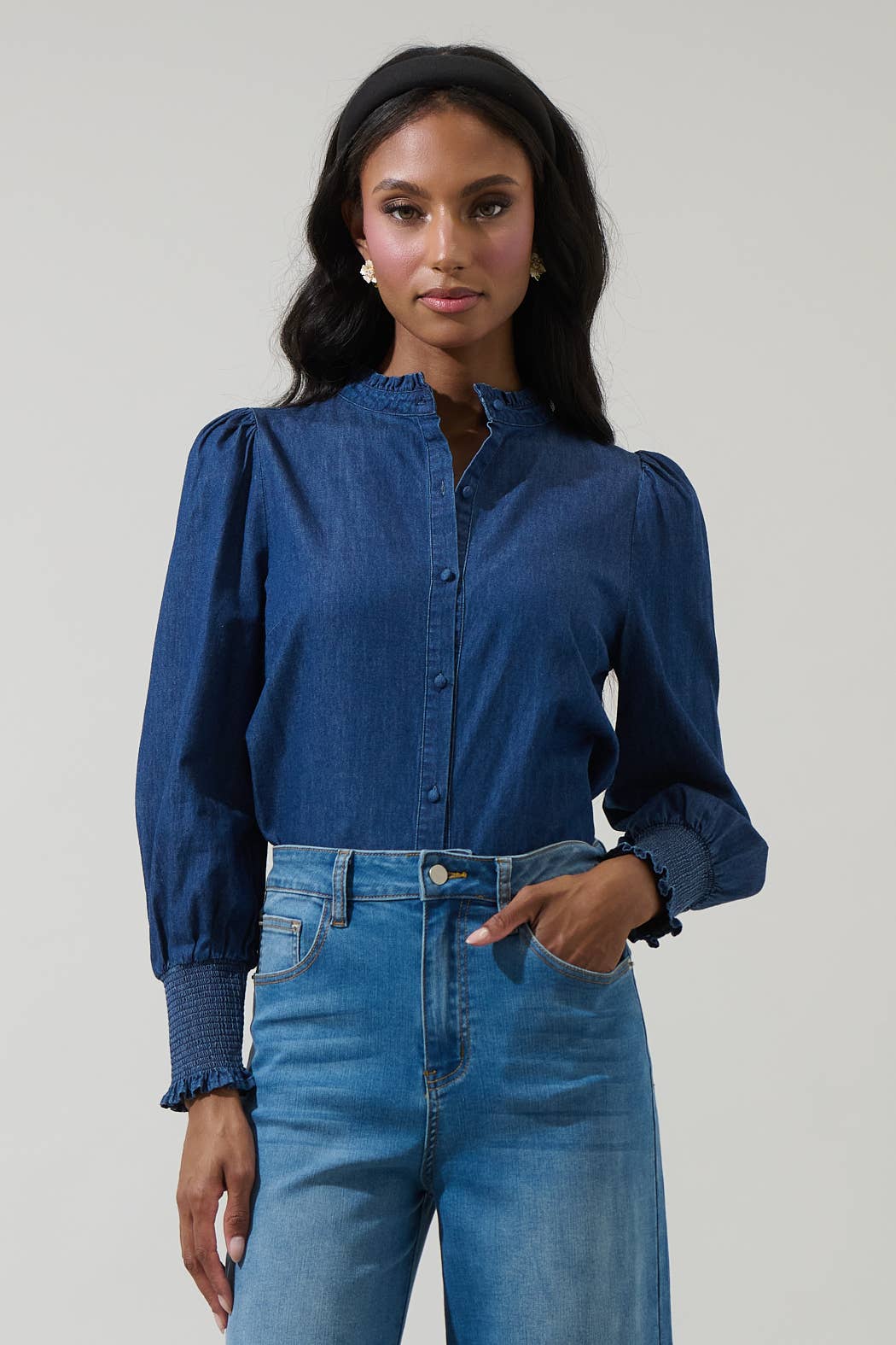 Haysville Denim Button Down Top