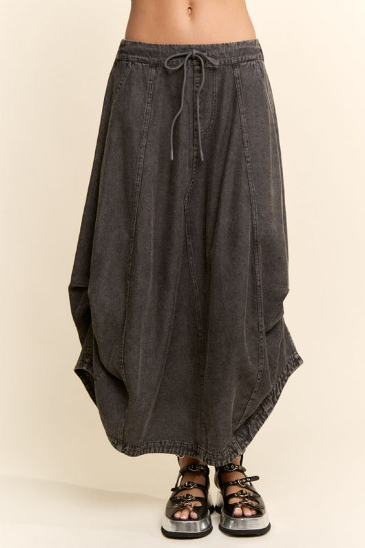 Mineral Washed Black Parachute Skirt