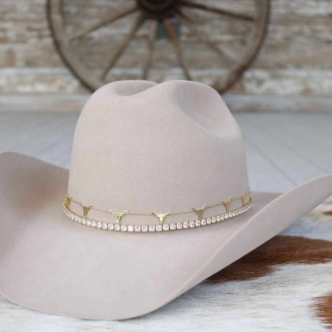 Longhorn 14K Gold Plated Chain HatBand