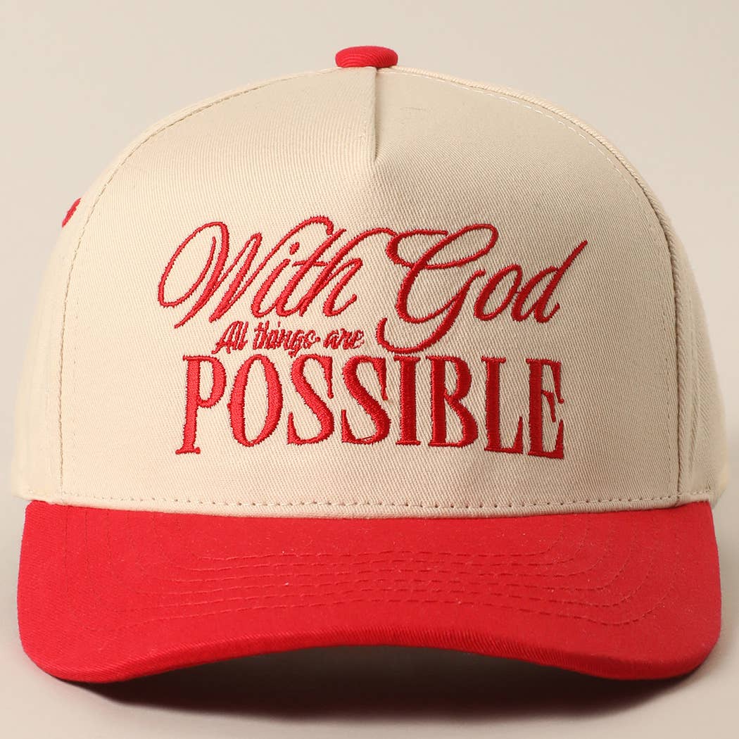With God All Possible Embroidery Baseball Cap: SAGE / ONE SIZE