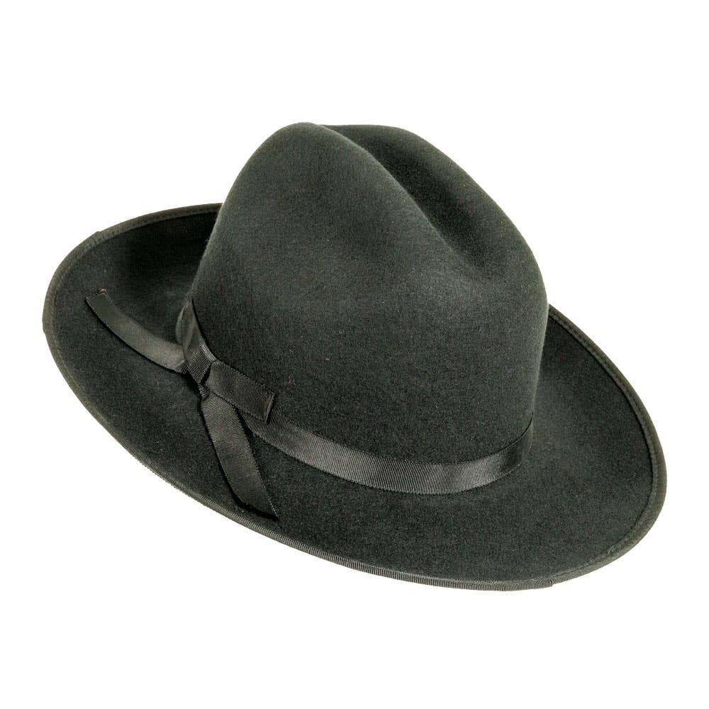 Wool Felt Open Road Fedora Hat - Style Dead End: Black
