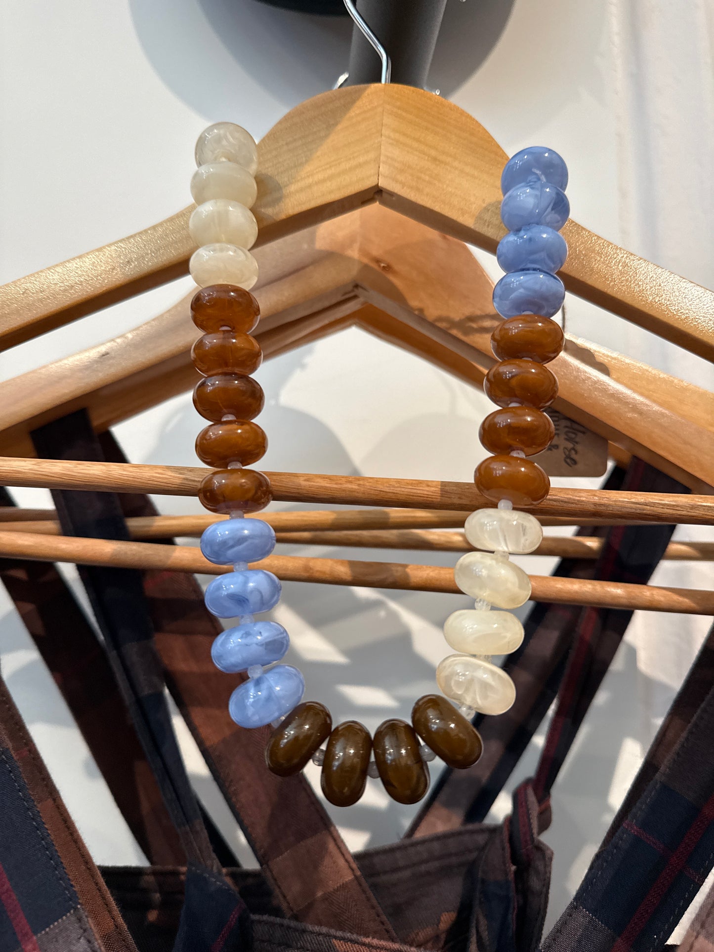 Honey and Blue Chunky Beaded Necklace