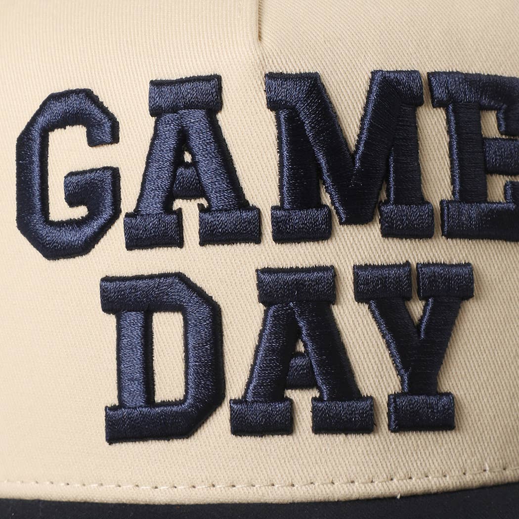 GAME DAY 3D Letter Embroidered Two-Tone Trucker Hat : BGD-WHT / ONE SIZE