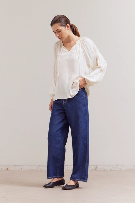 Ivory Sleeve Detail Satin Blouse