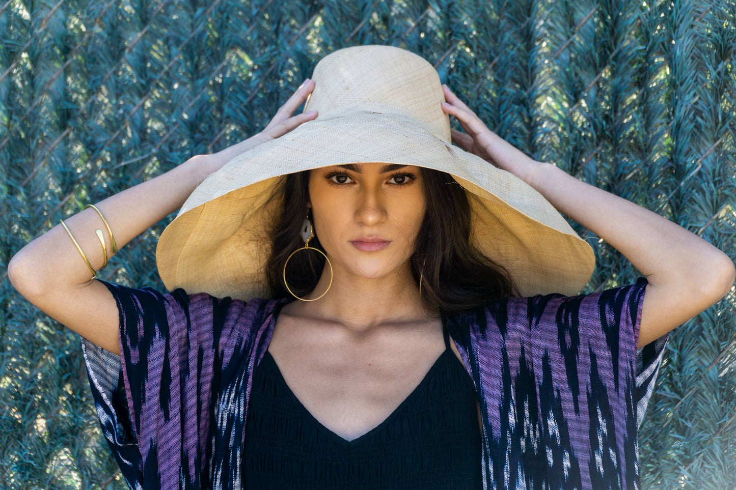 Monica 5" Natural  Wide Brim Solid Color Packable Straw Sun Hats