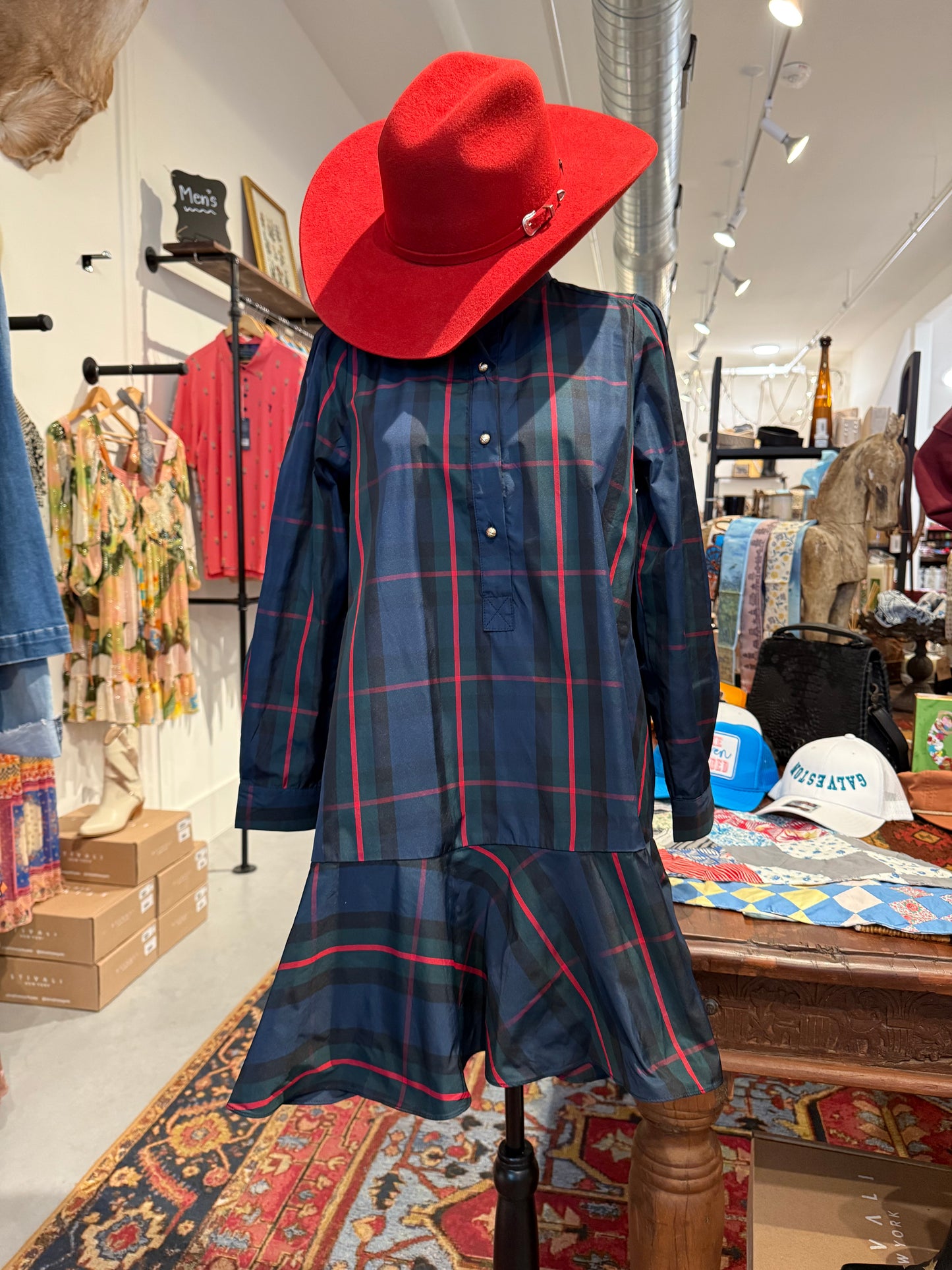 Plaid Ruffle Collar Dress