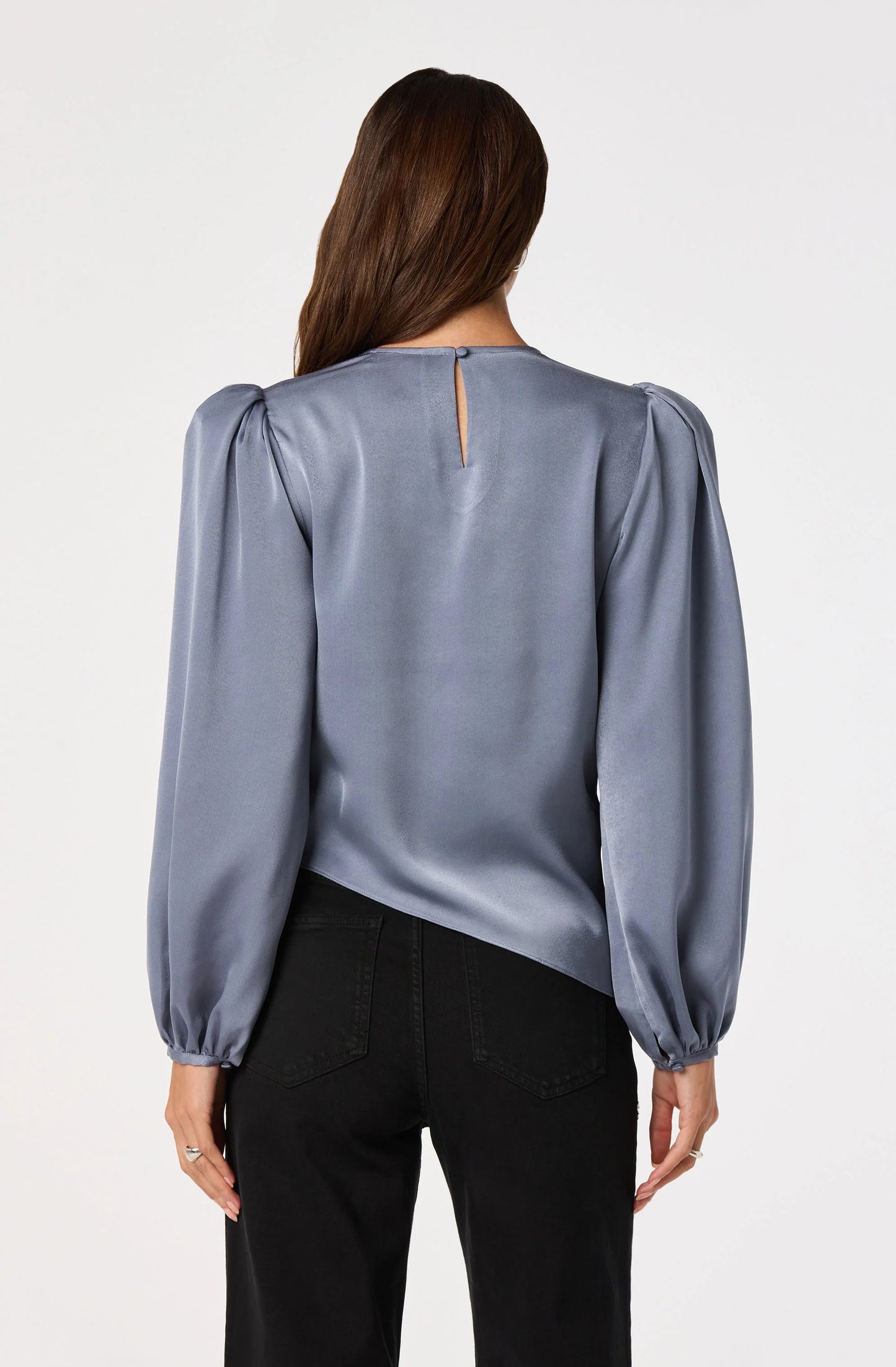 Bailey Satin Faux-Wrap Blouse