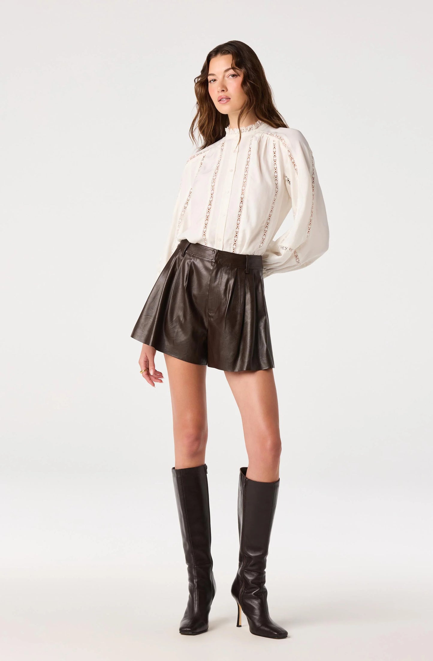 Eden Eyelet Lace-Trim Blouse