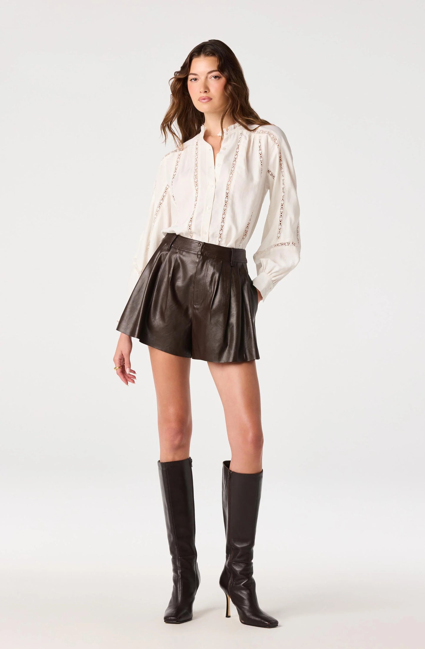 Eden Eyelet Lace-Trim Blouse