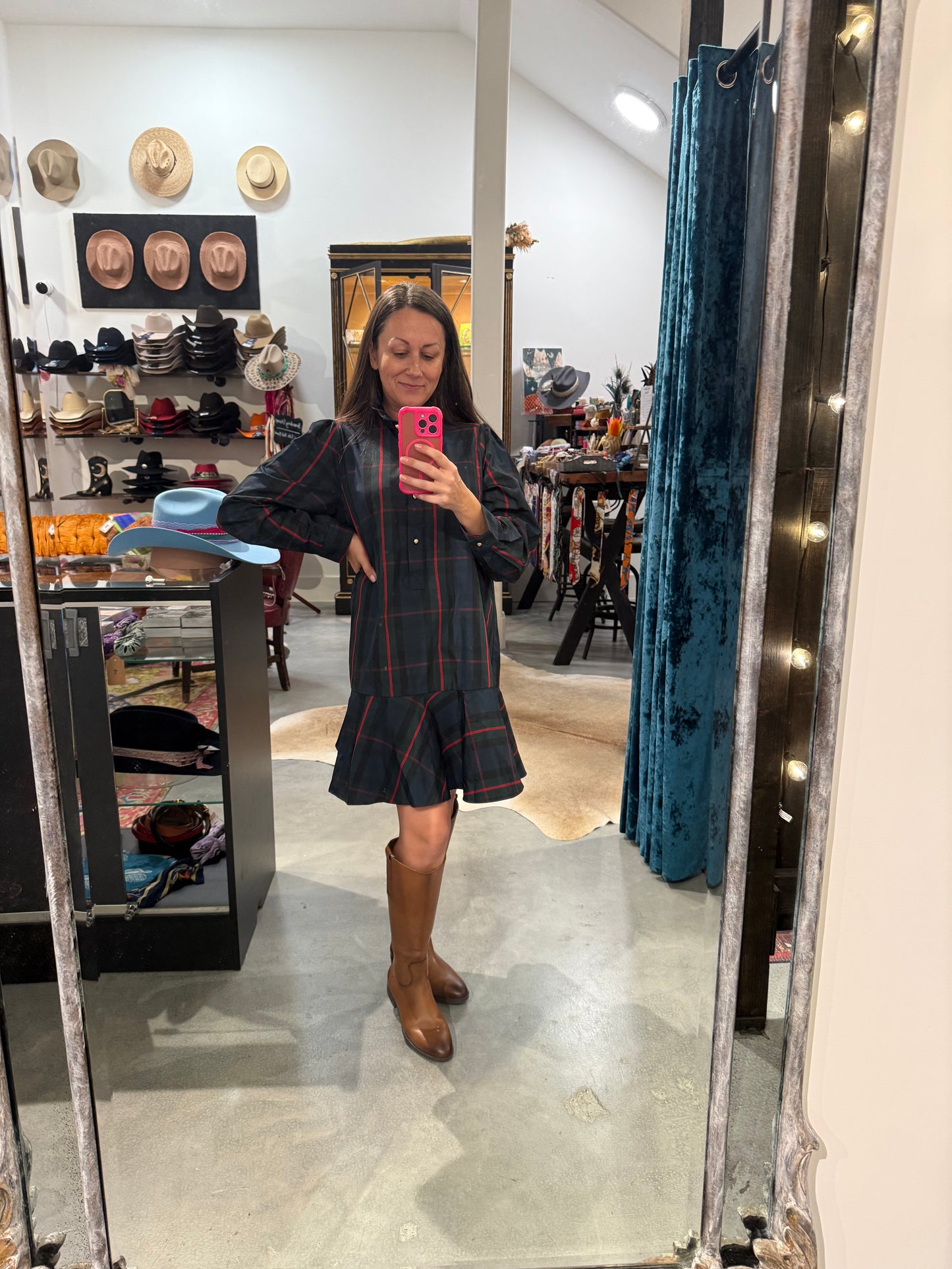 Plaid Ruffle Collar Dress