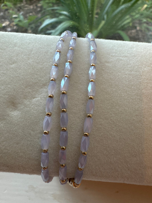 Delicate pink stackable bracelets