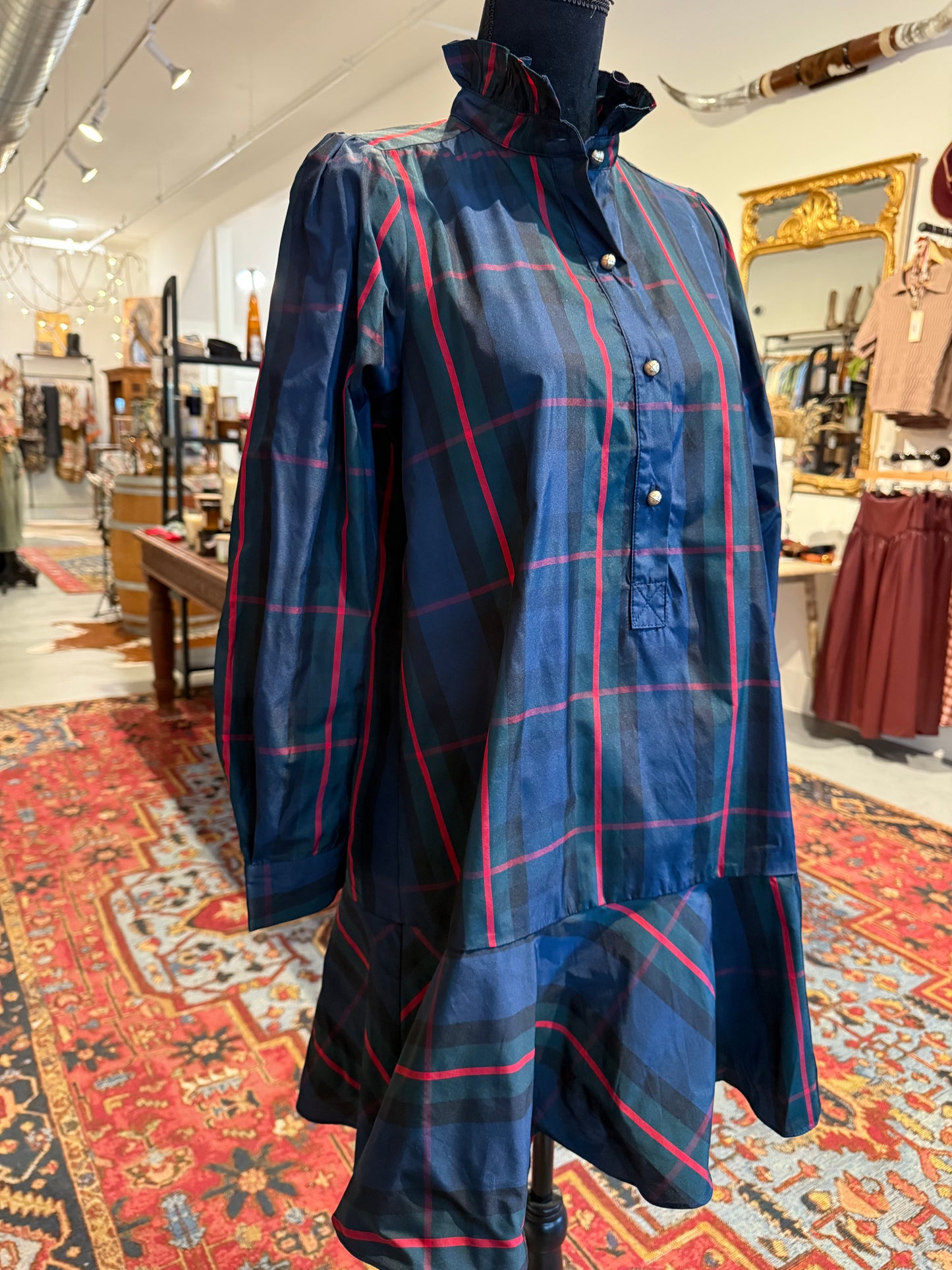 Plaid Ruffle Collar Dress