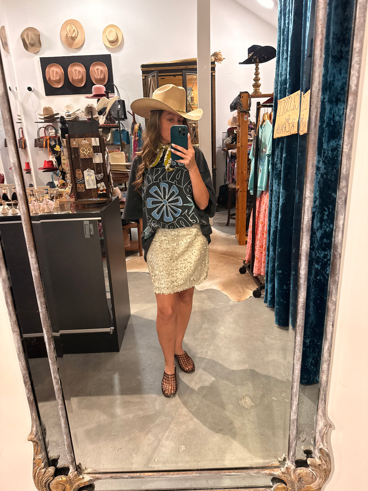 Disc Sequin Mini Skirt