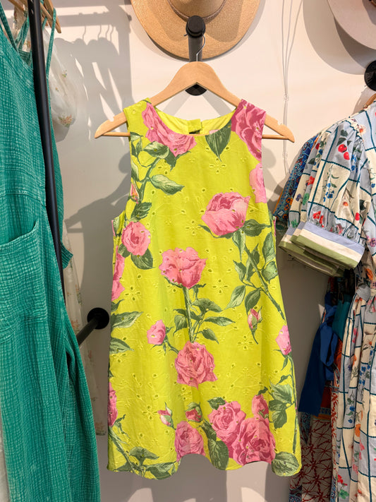 Chartreuse Botanical Mini Dress