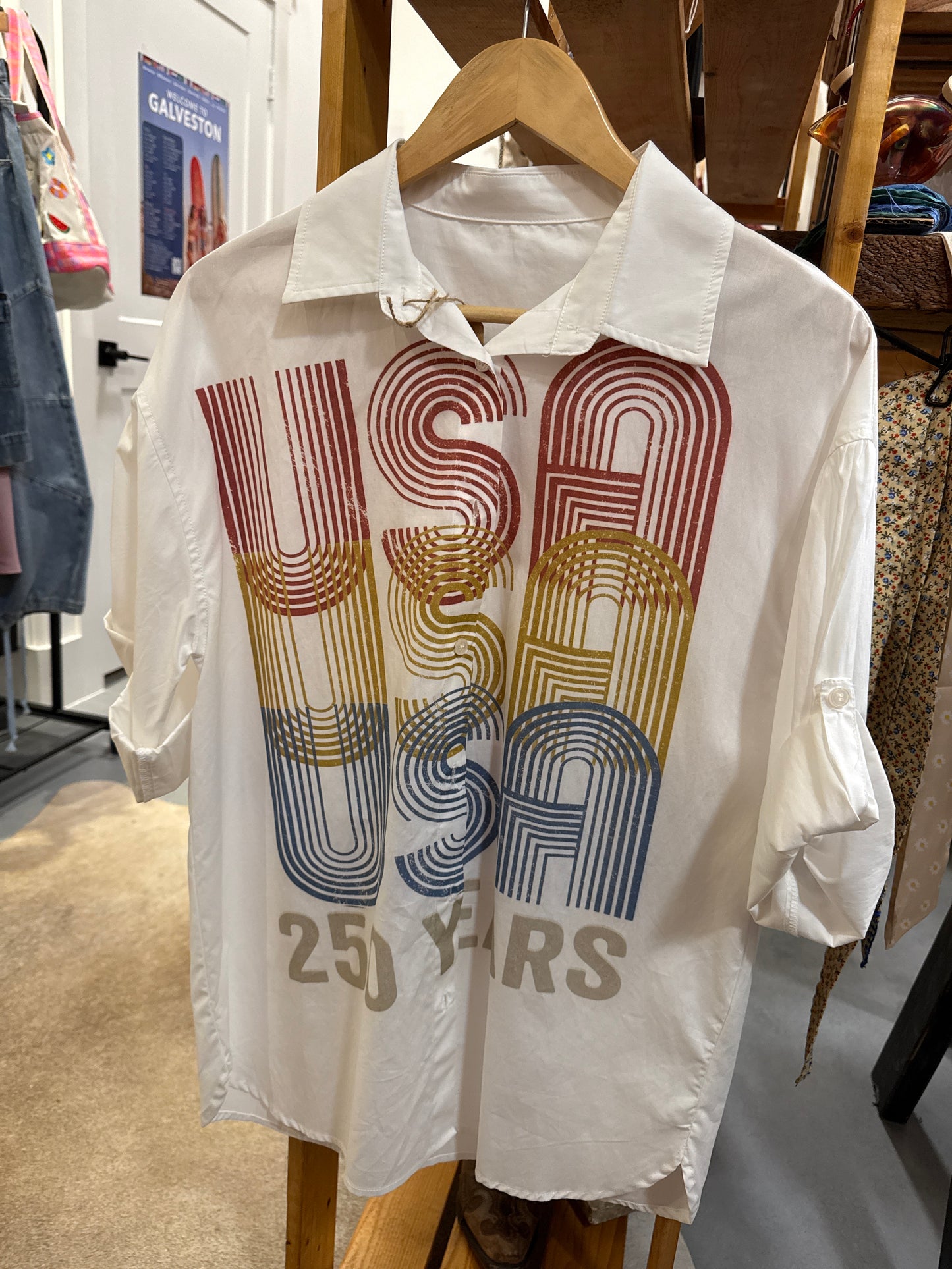 USA white button up